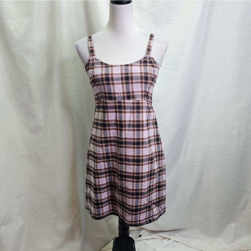 Hollister Purple Plaid Stretch Mini Dress Size Medium
